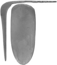 French Fusil Fin Trade Gun Buttplate, wax cast steel

Overall length 5", width 2", comb 4-1/2"